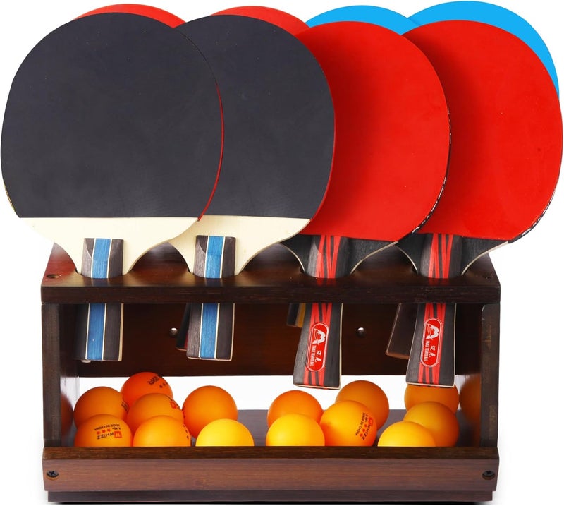 Onemacc Ping Pong Paddle Holder, Ping Pong Paddle Storage Rack Hold 8 Rackets, 2-in-1 Wall Mount & Countertop Table Tennis Holder for Garage, Game Room, Bar and Men Cave - Image 1